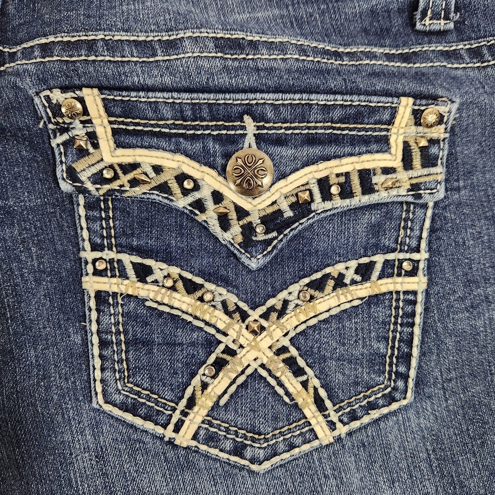 Love Indigo Jeans Sz 16 Y2K Bootcut Flare Embroidered Rhinestone Western Cowgirl